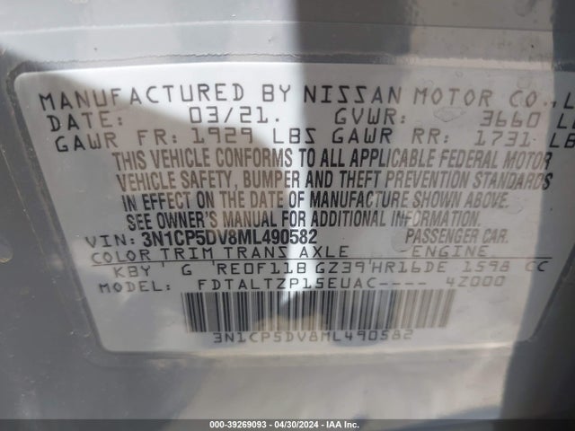 Nissan Kicks Sr Xtronic Cvt 2021 3N1CP5DV8ML490582 Image 9