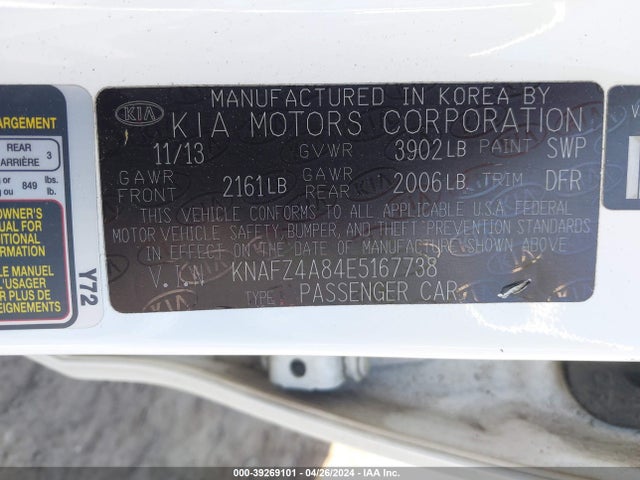 KIA FORTE EX 2014 KNAFZ4A84E5167738 Image 9