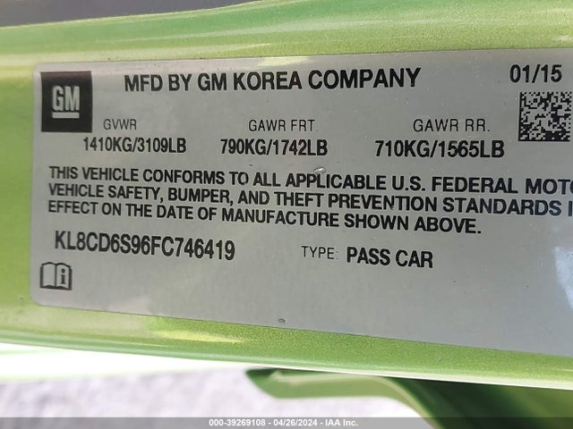 Chevrolet Spark 1lt Cvt 2015 KL8CD6S96FC746419 Image 9