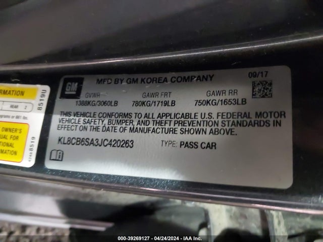 Chevrolet Spark Ls Cvt 2018 KL8CB6SA3JC420263 Image 9