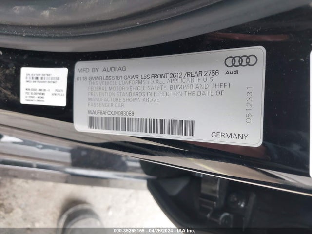 WAUF8AFCXJN083089 Audi A6 2.0t Premium/2.0t Sport