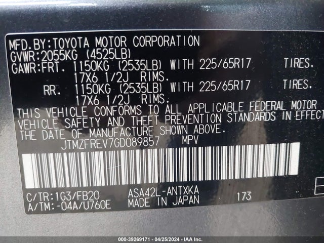 Toyota RAV4 LE 2016 JTMZFREV7GD089857 Image 9