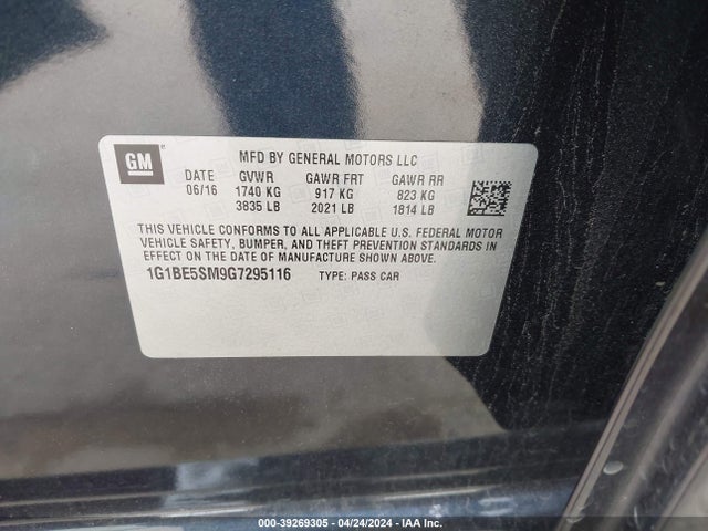 Chevrolet Cruze Lt Auto 2016 1G1BE5SM9G7295116 Image 9
