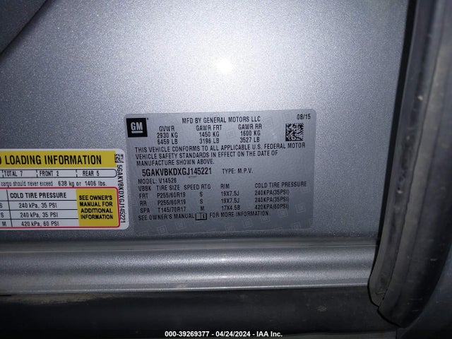 Buick Enclave Leather 2016 5GAKVBKDXGJ145221 Image 9