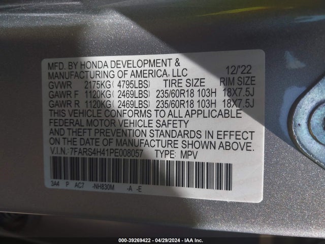 Honda Cr-v Ex Awd 2023 7FARS4H41PE008057 Image 9