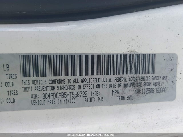 Dodge JOURNEY SE 2017 3C4PDCAB5HT558722 Image 9