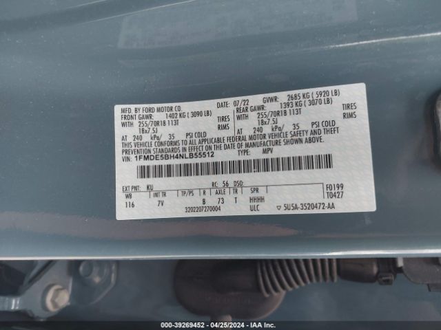 1FMDE5BH4NLB55512 Ford Bronco Outer Banks
