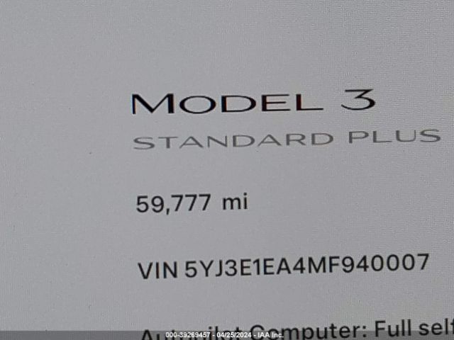 5YJ3E1EA4MF940007 Tesla Model 3 Standard Range Plus Rear-wheel Drive