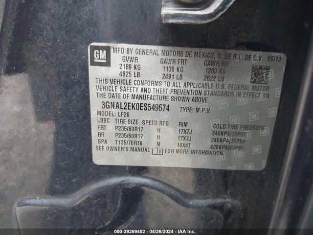 Chevrolet Captiva Sport 2ls 2014 3GNAL2EK0ES549674 Image 9