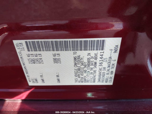 Nissan Maxima 3.5 Sv 2019 1N4AA6AV5KC361441 Image 9