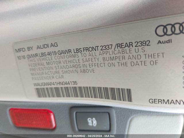 WAUGMAF41HN044135 Audi A4 2.0t Ultra Premium