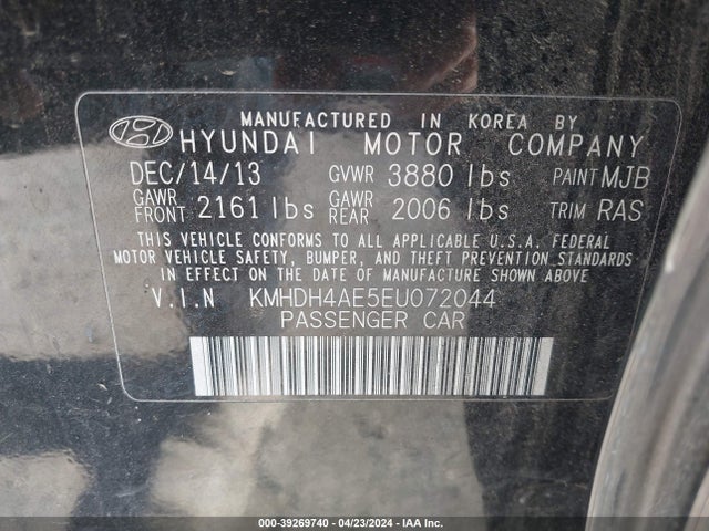 Hyundai ELANTRA SE 2014 KMHDH4AE5EU072044 Image 9