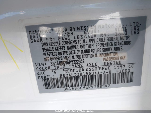 Nissan Sentra Sv Xtronic Cvt 2023 3N1AB8CV6PY322942 Image 9