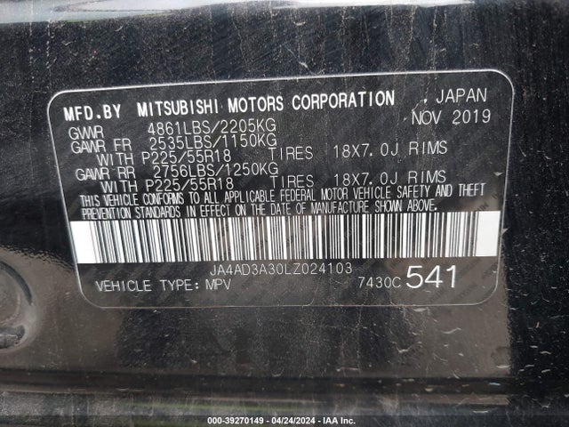 Mitsubishi Outlander Se 2.4 2020 JA4AD3A30LZ024103 Image 9