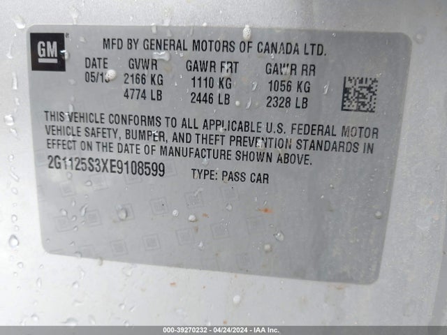Chevrolet Impala 2lt 2014 2G1125S3XE9108599 Image 9