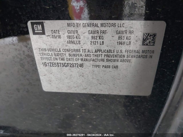 Chevrolet MALIBU 1LT 2016 1G1ZE5ST5GF297246 Image 9