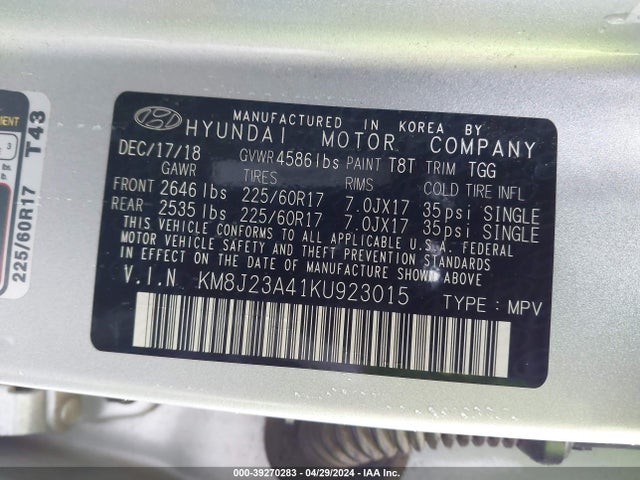 Hyundai TUCSON SE 2019 KM8J23A41KU923015 Image 9