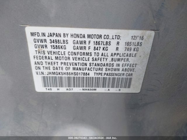 JHMGK5H86HS017884 Honda Fit Ex-l