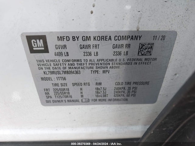 Chevrolet Trailblazer Awd Rs 2021 KL79MUSL7MB094363 Image 9