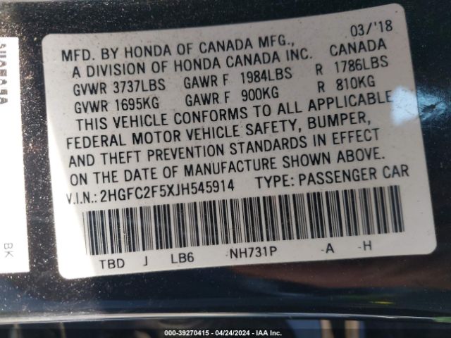 2HGFC2F5XJH545914 Honda Civic Lx