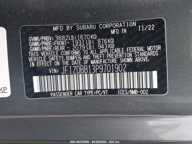 Subaru Brz Premium 2023 JF1ZDBB13P9701902 Image 9