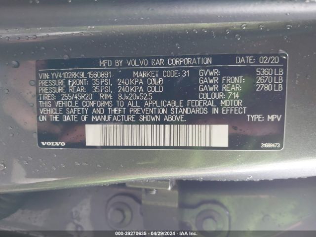 YV4102RK9L1560891 Volvo Xc60 T5 Momentum