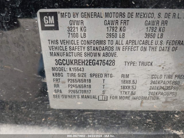 Chevrolet Silverado 1500 2lt 2014 3GCUKREH2EG476428 Image 9