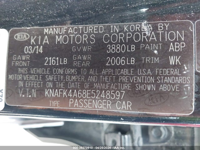 KIA FORTE LX 2014 KNAFK4A68E5248597 Image 9