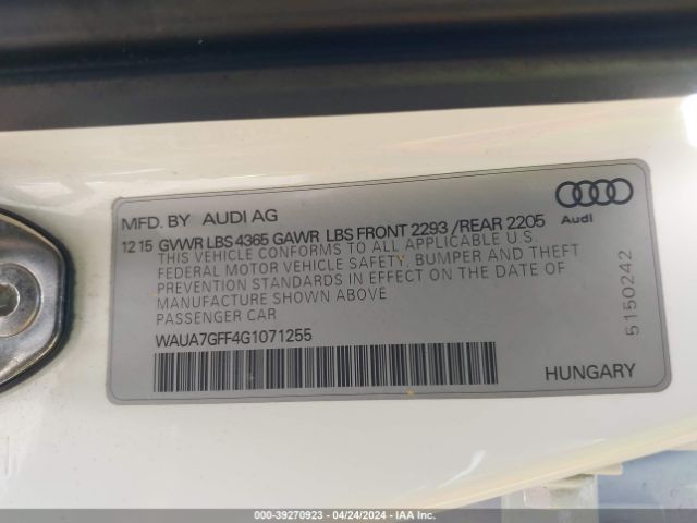 WAUA7GFF4G1071255 Audi A3 1.8t Premium