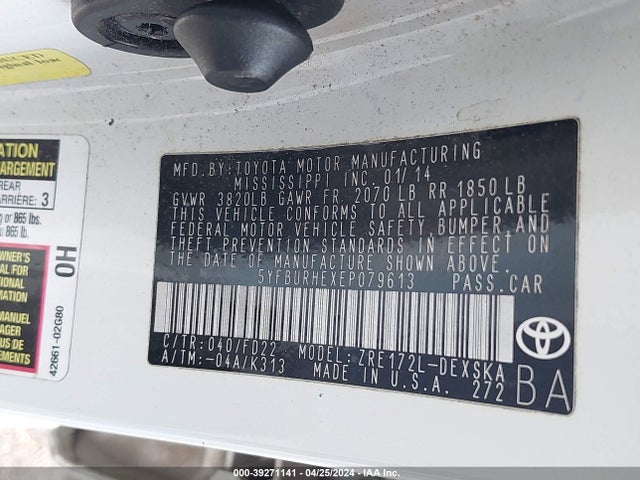Toyota Corolla S Plus 2014 5YFBURHEXEP079613 Image 9