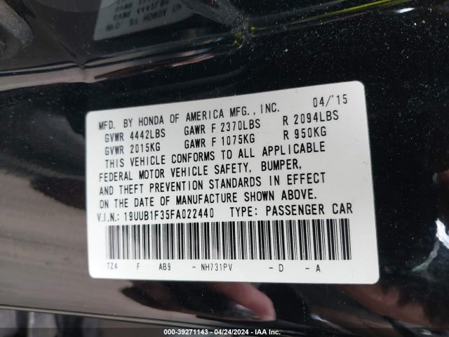 Acura TLX 2015 19UUB1F35FA022440 Image 9