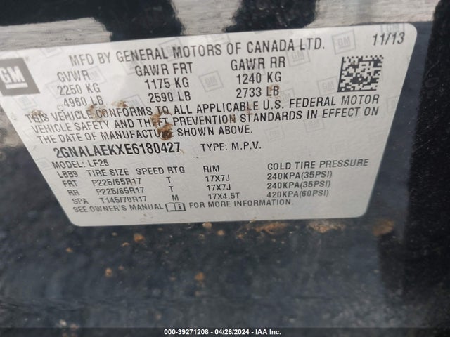 Chevrolet EQUINOX LS 2014 2GNALAEKXE6180427 Image 9