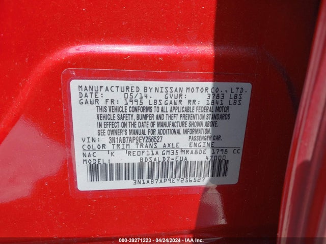 Nissan SENTRA SV 2014 3N1AB7AP9EY256527 Image 9