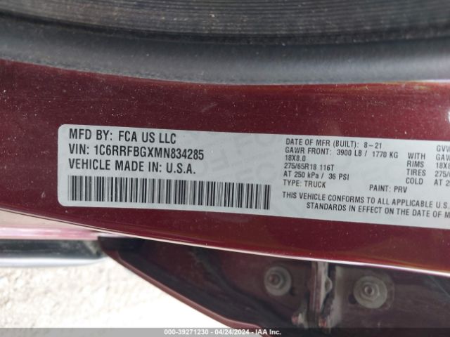 1C6RRFBGXMN834285 RAM 1500 Big Horn Quad Cab 4x4 6'4 Box