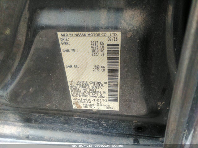 Nissan Altima 2.5 Sr 2018 1N4AL3AP3JC200191 Image 9