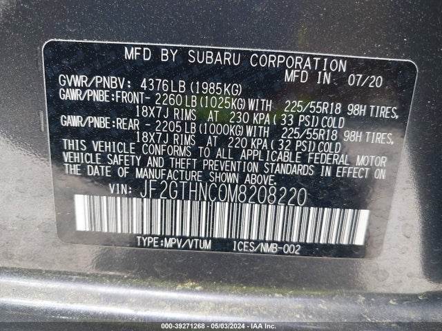 Subaru Crosstrek Limited 2021 JF2GTHNC0M8208220 Image 9