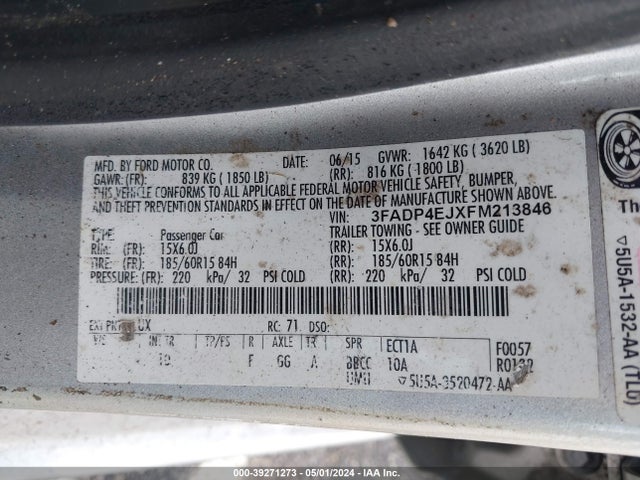 Ford FIESTA SE 2015 3FADP4EJXFM213846 Image 9