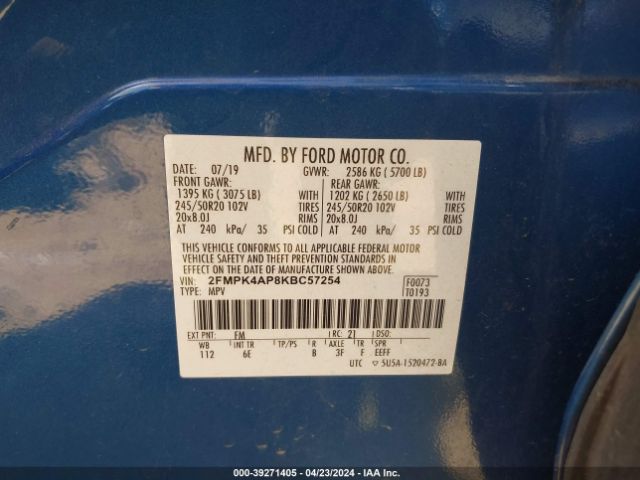 2FMPK4AP8KBC57254 Ford EDGE ST