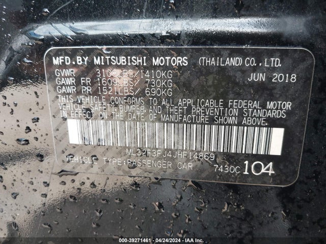 ML32F3FJ4JHF14869 Mitsubishi Mirage G4 Es