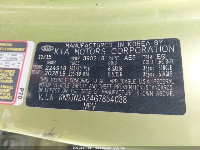 KIA Soul 2016 KNDJN2A24G7854038 Image 9