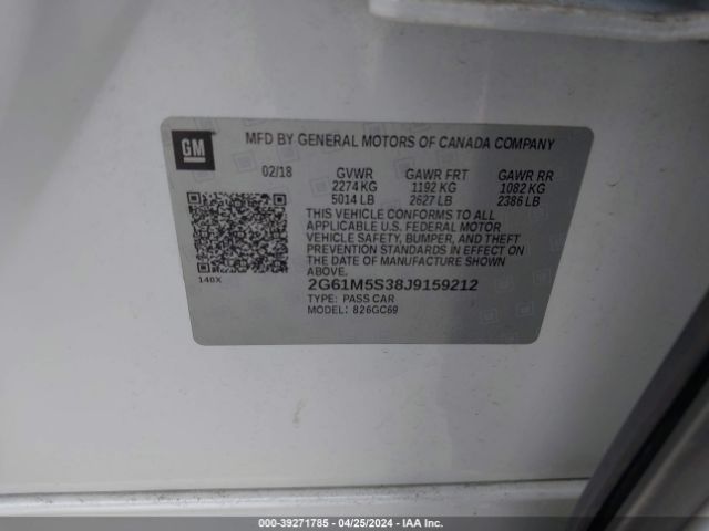 2G61M5S38J9159212 Cadillac XTS LUXURY