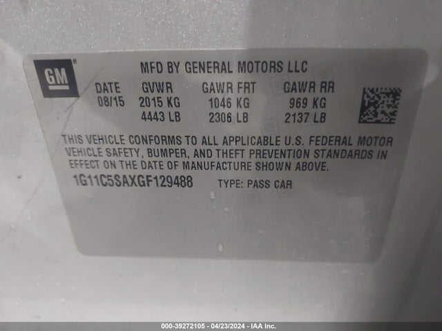 Chevrolet Malibu Limited Lt 2016 1G11C5SAXGF129488 Image 9