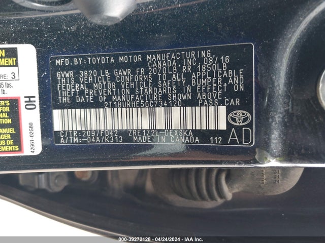 Toyota Corolla S Plus 2016 2T1BURHE5GC734120 Image 9