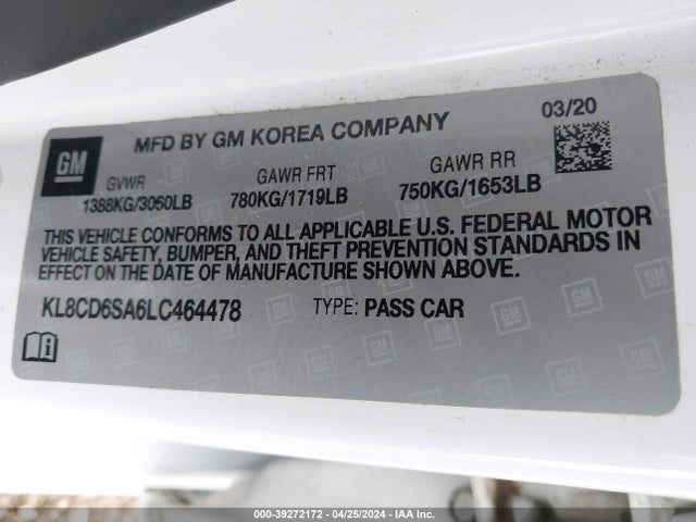Chevrolet Spark Fwd 1lt Automatic 2020 KL8CD6SA6LC464478 Image 9