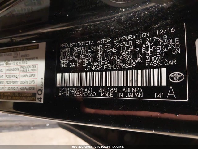 Toyota COROLLA IM 2017 JTNKARJE3HJ536849 Image 9