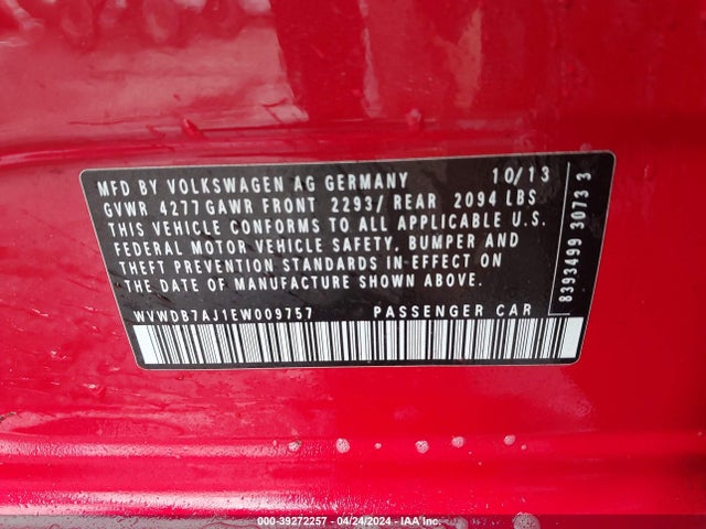 WVWDB7AJ1EW009757 Volkswagen Golf 2.5l