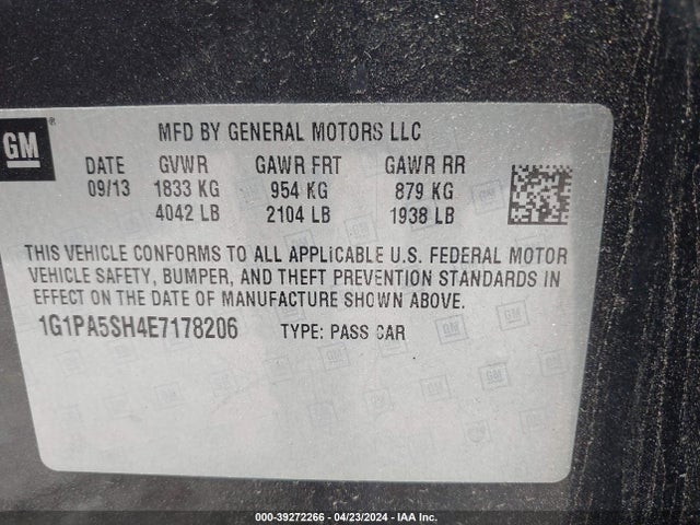 Chevrolet Cruze Ls Auto 2014 1G1PA5SH4E7178206 Image 9