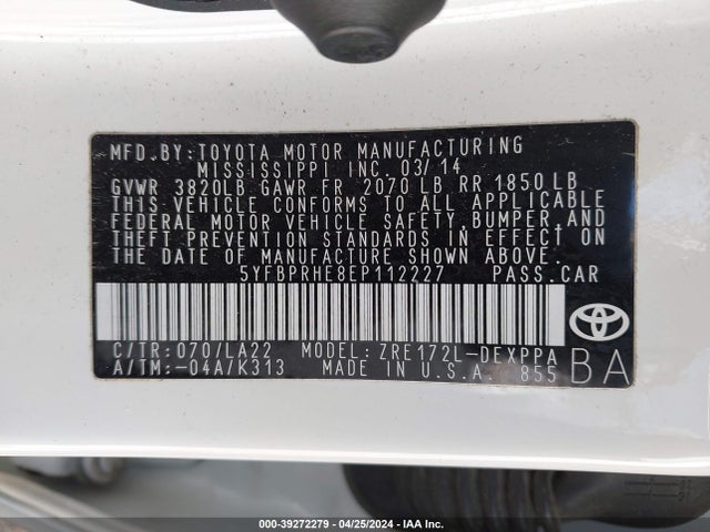 Toyota Corolla Le Eco Premium 2014 5YFBPRHE8EP112227 Image 9