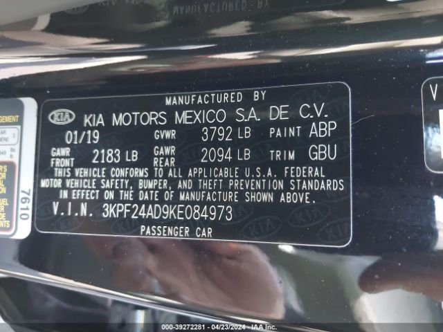 3KPF24AD9KE084973 KIA Forte Lxs
