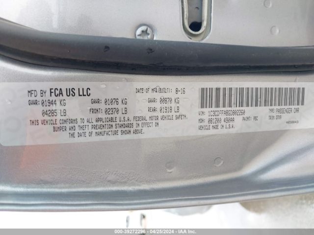 1C3CDFFA8GD802260 Dodge Dart Sxt Sport